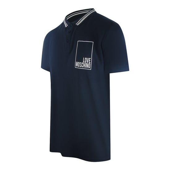 Love Moschino Navy Blue Polo Shirt Small White Box Logo - Image 1