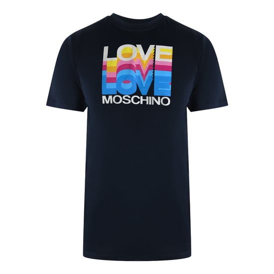 Love Moschino Navy Blue T-shirt Large Love Colourful Logo - Image 1