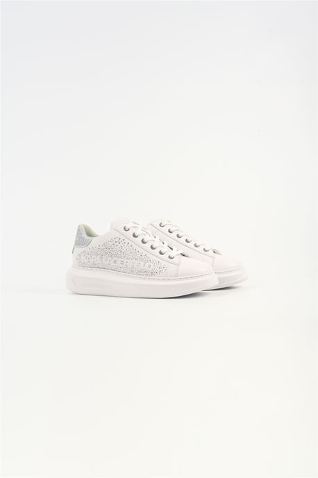 Karl Lagerfeld Kapri Constellatie Leren Dames Witte/Zilveren Sneakers - Image 1