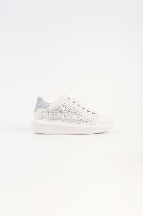 Karl Lagerfeld Kapri Constellatie Leren Dames Witte/Zilveren Sneakers - Image 2