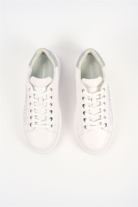 Karl Lagerfeld Kapri Constellatie Leren Dames Witte/Zilveren Sneakers - Image 4