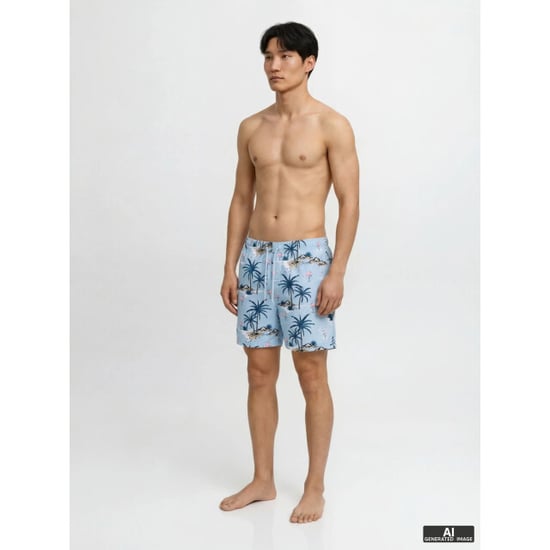 Jack & Jones Heren zwemshort jpstmaui vibes lichtblauw flamingo/palm print - Image 3