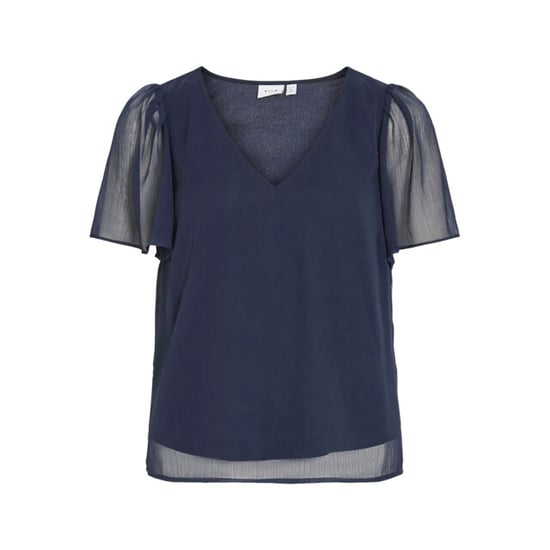 Vila Vifalia v-neck ss top noos navy - Image 1