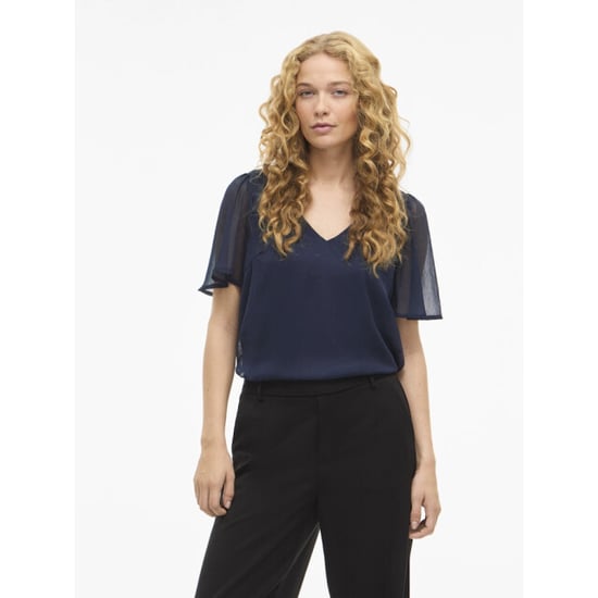 Vila Vifalia v-neck ss top noos navy - Image 4