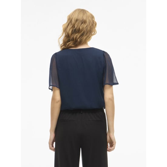 Vila Vifalia v-neck ss top noos navy - Image 5
