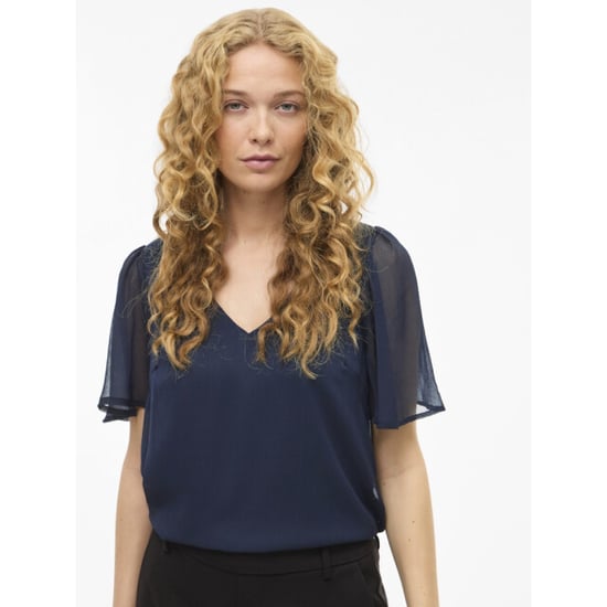 Vila Vifalia v-neck ss top noos navy - Image 6