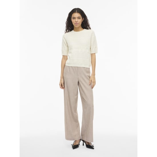Vila Vimilos ss o-neck pointelle top noos off-white - Image 3