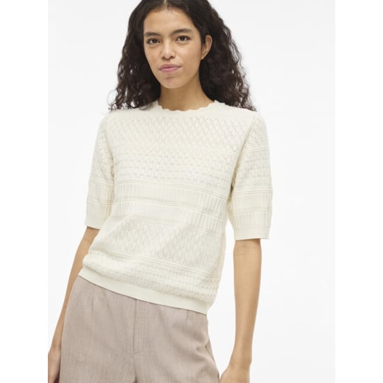 Vila Vimilos ss o-neck pointelle top noos off-white - Image 4