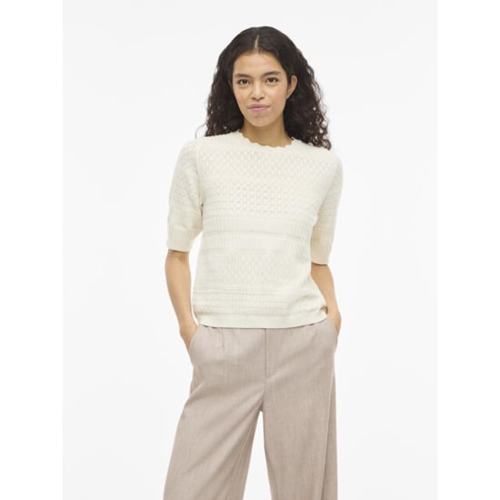 Vila Vimilos ss o-neck pointelle top noos off-white - Image 5