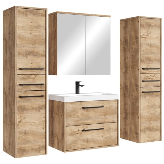 Badplaats Badkamermeubel set florence 60 cm xl – kastanje eiken – hangend - Image 1