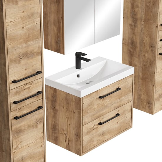 Badplaats Badkamermeubel set florence 60 cm xl – kastanje eiken – hangend - Image 3