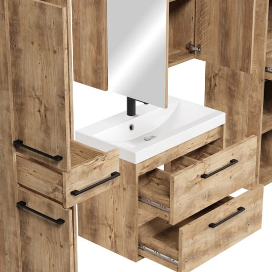 Badplaats Badkamermeubel set florence 60 cm xl – kastanje eiken – hangend - Image 4