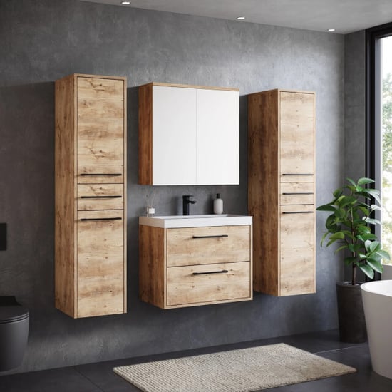 Badplaats Badkamermeubel set florence 60 cm xl – kastanje eiken – hangend - Image 6