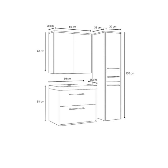 Badplaats Badkamermeubel set florence 60 cm xl – hoogglans – hangend - Image 2