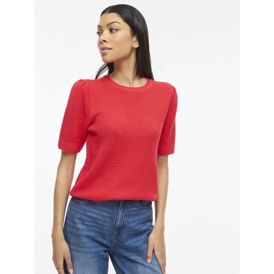 Vila vidalo o-neck s/s knit top noos 14084421 hibiscus - Image 4