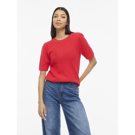 Vila vidalo o-neck s/s knit top noos 14084421 hibiscus - Image 5
