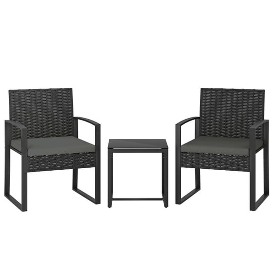 4goodz Rotan tuinset 3-delig afneembare zitkussen en tafel zwart/ - Image 1