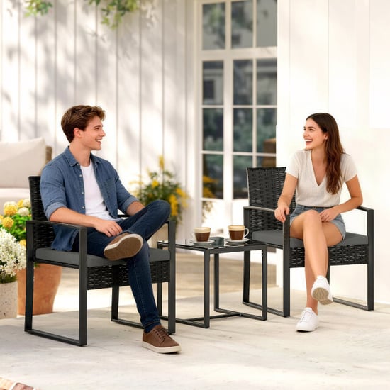 4goodz Rotan tuinset 3-delig afneembare zitkussen en tafel zwart/ - Image 4