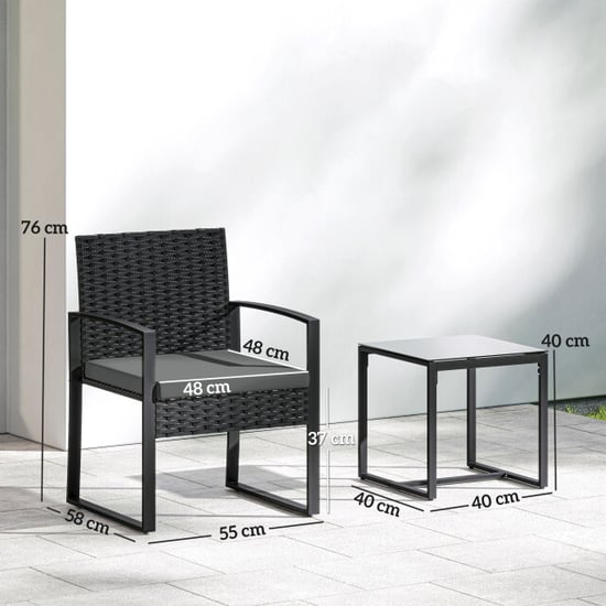 4goodz Rotan tuinset 3-delig afneembare zitkussen en tafel zwart/ - Image 6