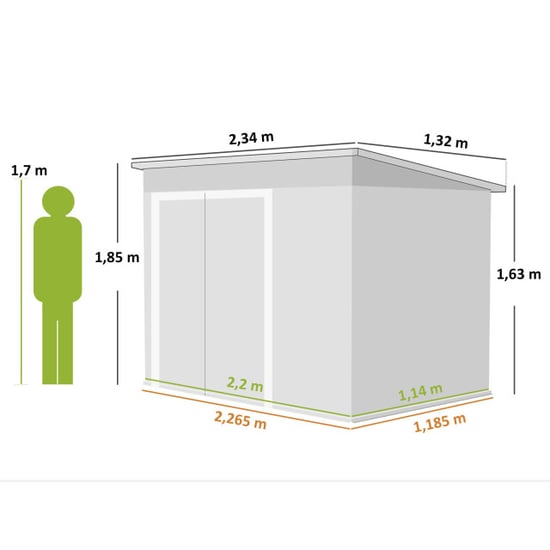 4goodz Gereedschapsschuur metaal met 3 deuren 234x132x185 cm - - Image 5
