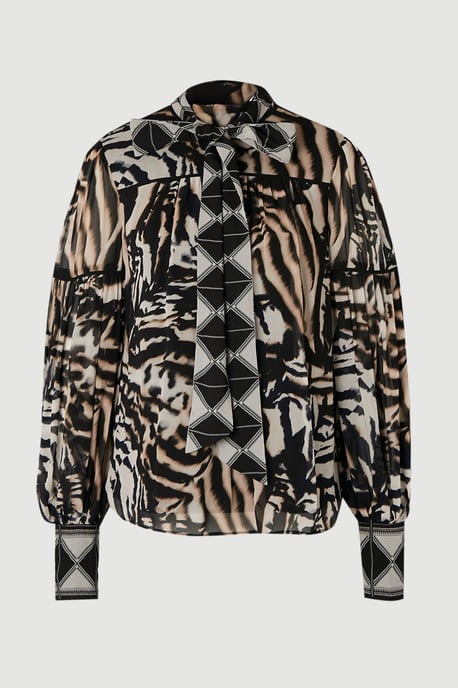Animal Print Viscose Georgette Balloon Sleeve Woven Blouse - Image 4