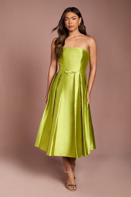 Scalloped Strapless Midi Dress - Image 1