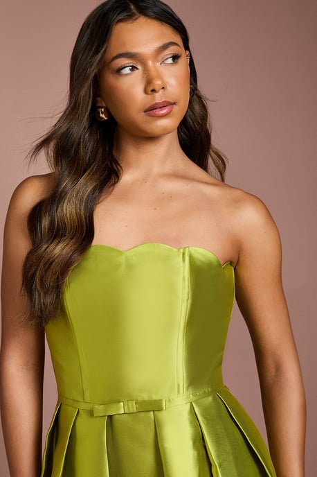 Scalloped Strapless Midi Dress - Image 2