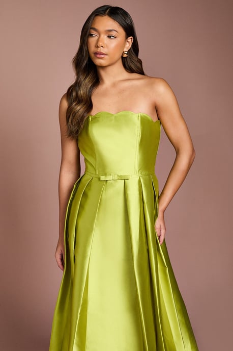 Scalloped Strapless Midi Dress - Image 4
