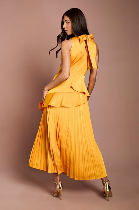 Sleeveless Ruffle Pleat Satin Back Crepe Dress - Image 3