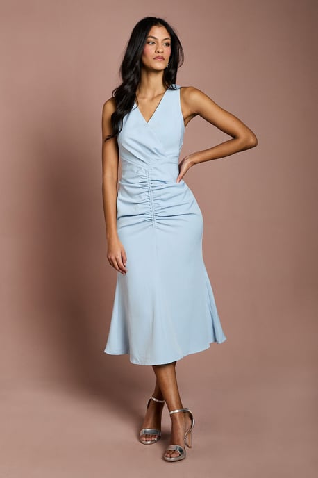 Petite Ruched Vee Dress - Image 1