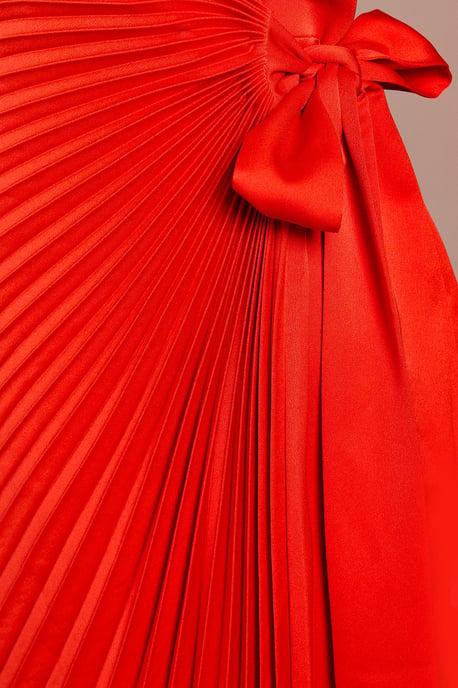 Satin Pleated Wrap Dress - Image 5