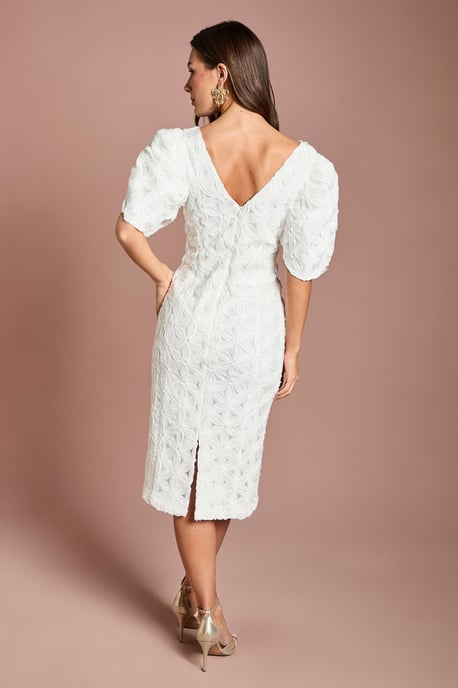 Floral Pleated Sleeve Pencil Dress - Image 3