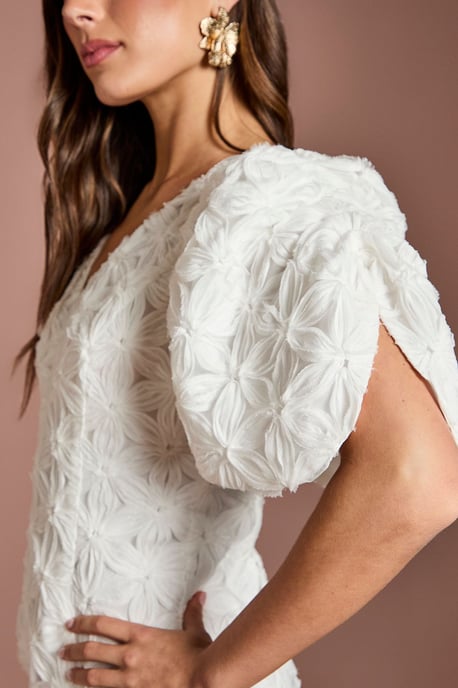 Floral Pleated Sleeve Pencil Dress - Image 4