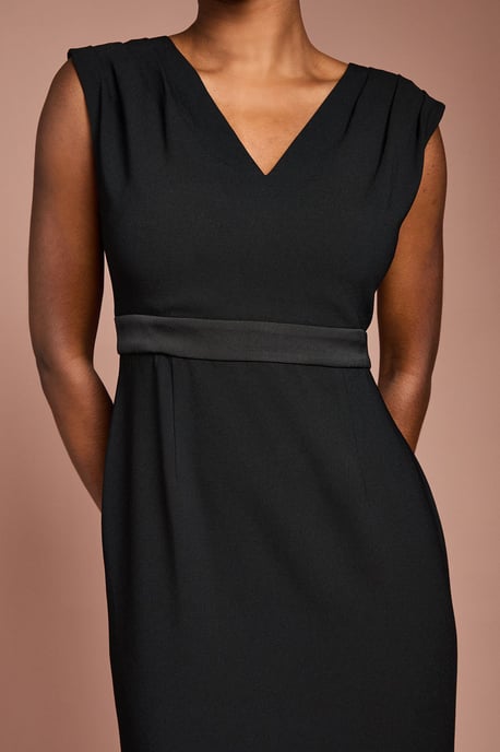 Satin Back Crepe Dress With Peplum - Image 4