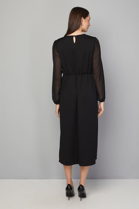 Ponte A-line Midi Dress With Chiffon Sleeves - Image 3