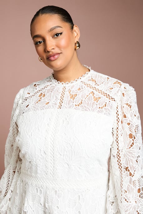 Plus Lace Panelled Long Sleeve Dress - Image 4