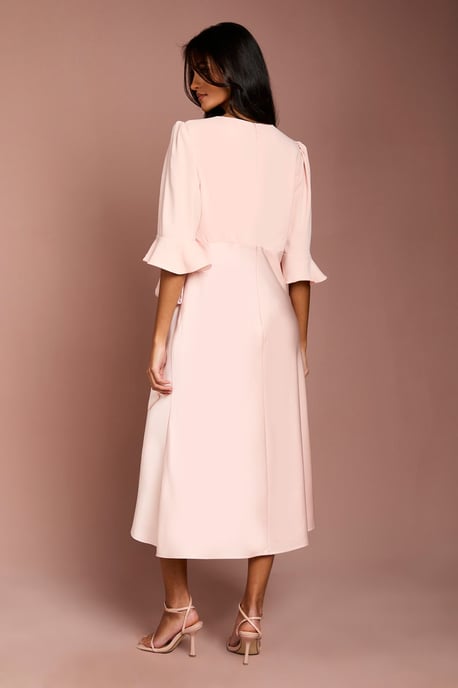 Petite Ruffle Sleeve Satin Back Crepe Wrap Dress - Image 3