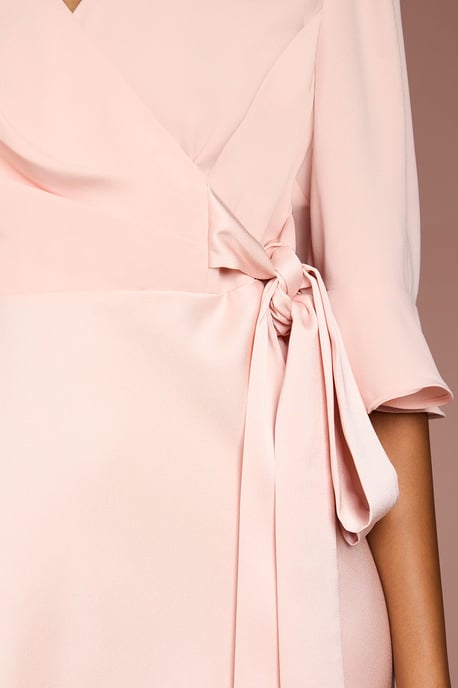 Petite Ruffle Sleeve Satin Back Crepe Wrap Dress - Image 5