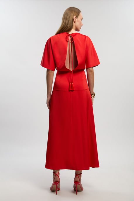 Satin Back Crepe Twist Detail Woven Midaxi Dress - Image 4