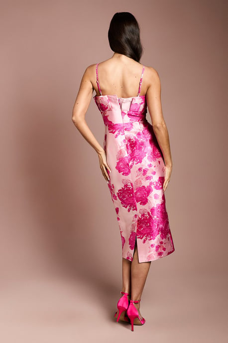Pleated Bodice Jacquard Pencil Dress - Image 3