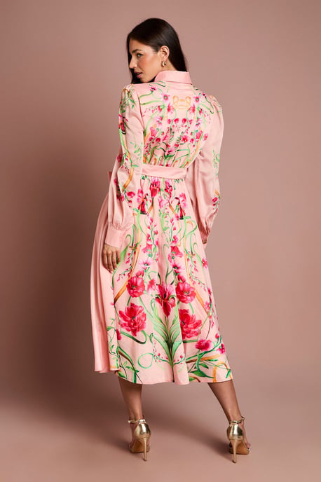 Boarder Print Organza Shirt Dress - Image 2