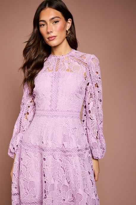 Lace Panelled Long Sleeve Dress - Image 4