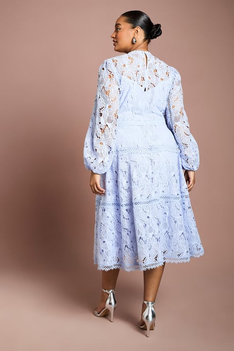 Plus Lace Panelled Long Sleeve Dress - Image 3