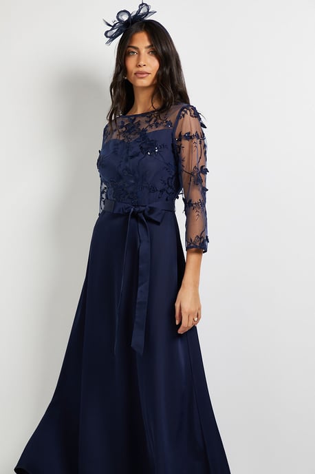 Occasion Satin And Mesh Overlay Maxi Dress - Image 2