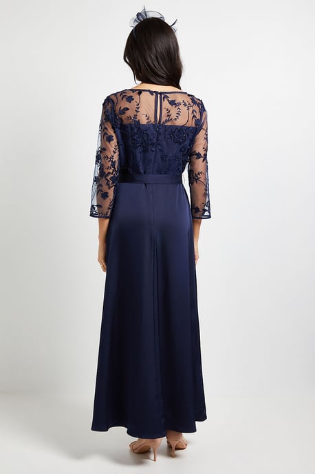 Occasion Satin And Mesh Overlay Maxi Dress - Image 3