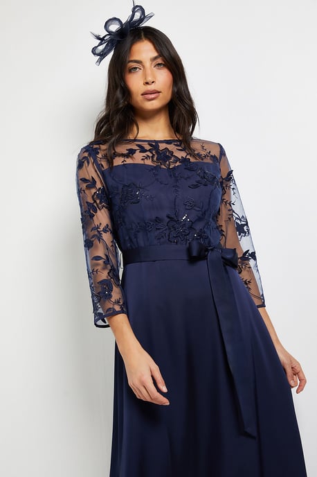 Occasion Satin And Mesh Overlay Maxi Dress - Image 4