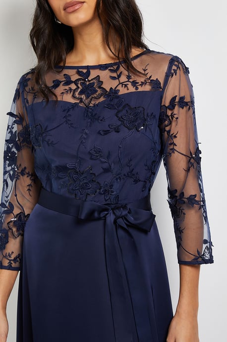 Occasion Satin And Mesh Overlay Maxi Dress - Image 5