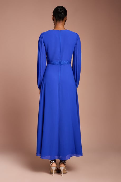 Pleat Detail Lace Trim Maxi Dress - Image 3