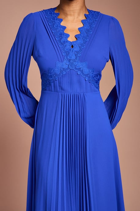 Pleat Detail Lace Trim Maxi Dress - Image 4