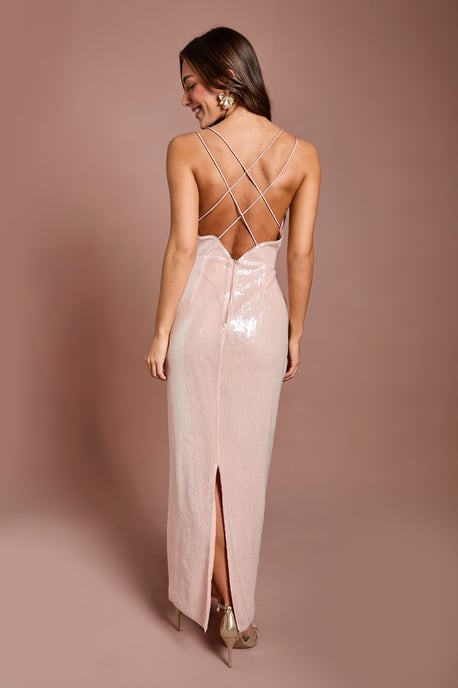 Floral Applique Sequin Maxi Dress - Image 3